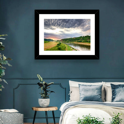 Elbe River at Golden Hour Wall Art
