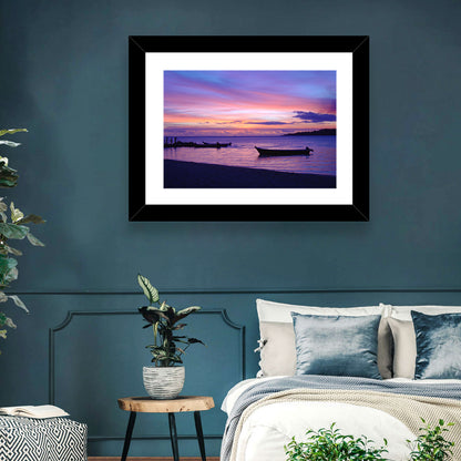 Malolo Island Sunset with Moored Boats Wall Art