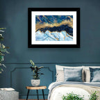 Navy Blue Marble with Gold Veins Wall Art