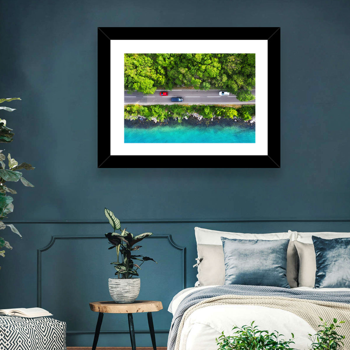 Sea Coast Highway Wall Art in a room, landscape