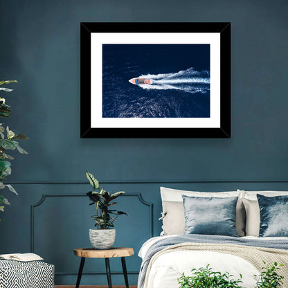 Sleek Speedboat Over Navy Sea Wall Art