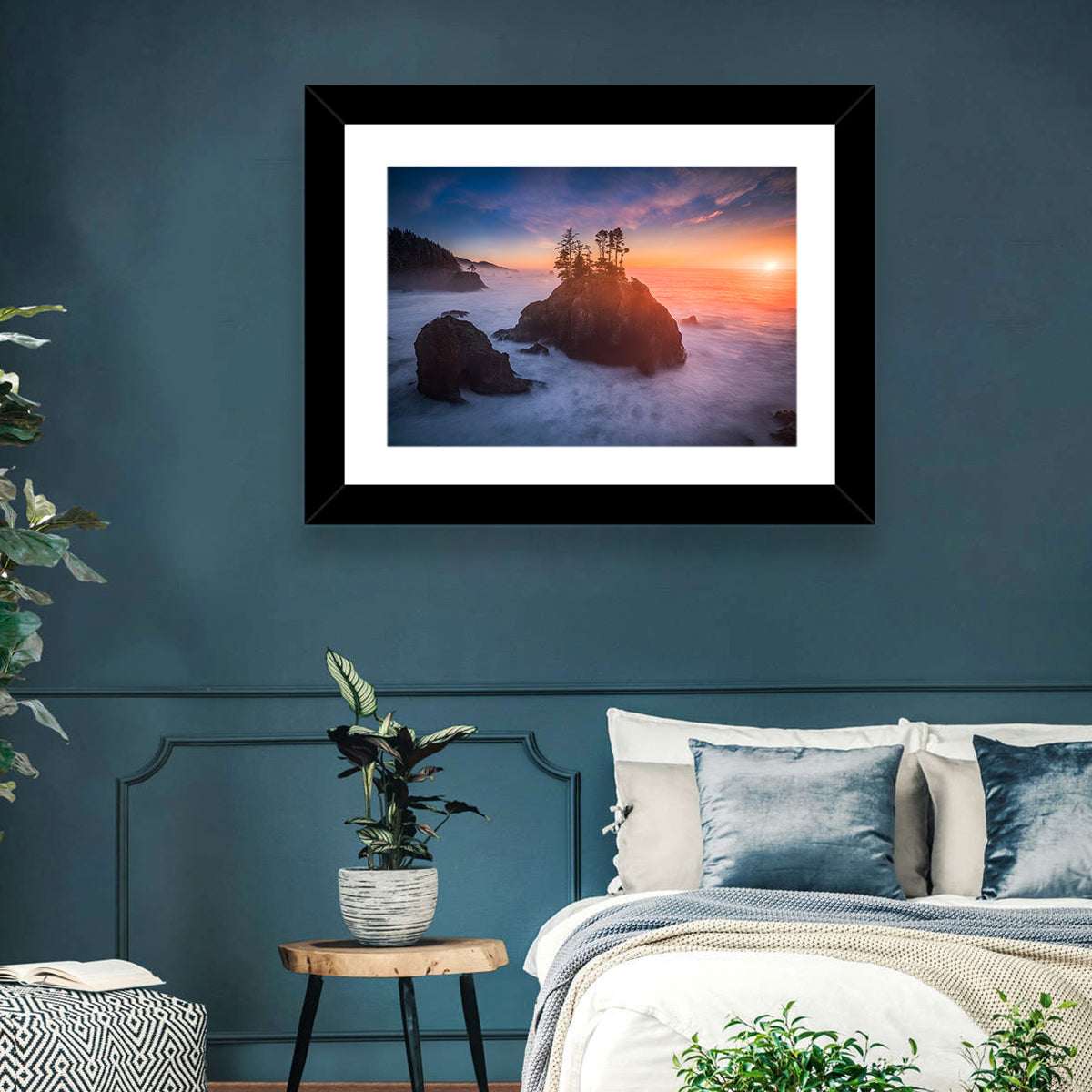 Secret Beach Sunset, Oregon Wall Art in a room, landscape