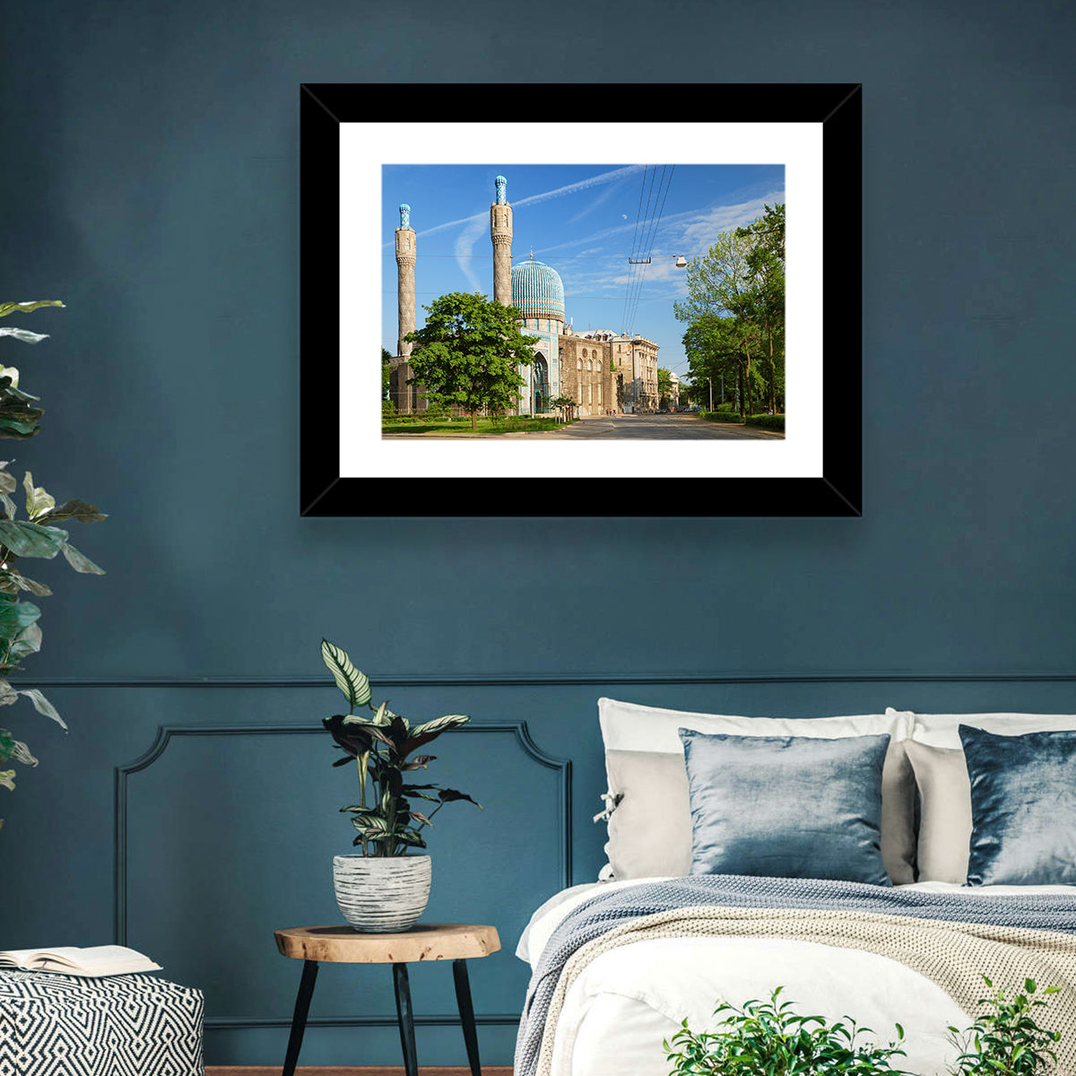 Saint Petersburg Mosque Blue Dome Wall Art in a room, landscape