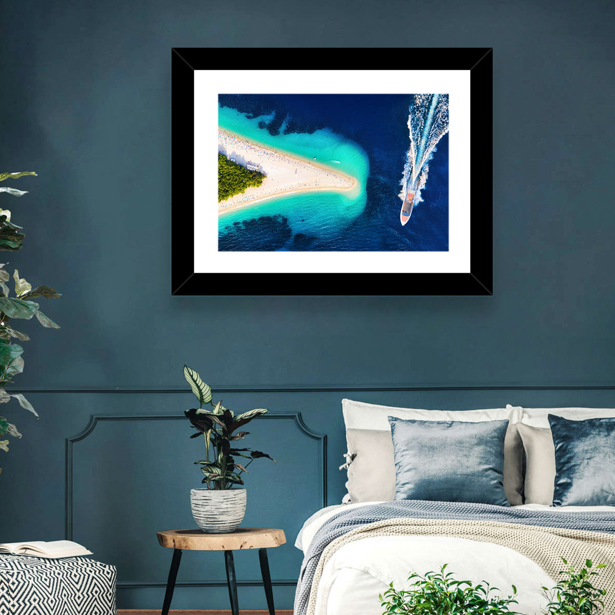 Zlatni Rat Beach Aerial, Bol Croatia Wall Art in a room, landscape