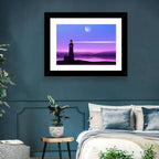 Moonlit Lighthouse Reflection Wall Art