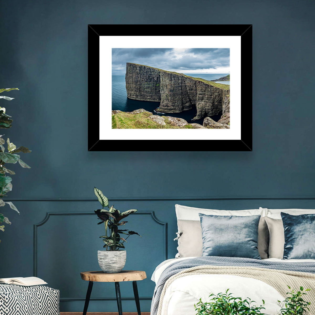 Trælanípa Cliff, Faroe Islands Wall Art in a room, landscape