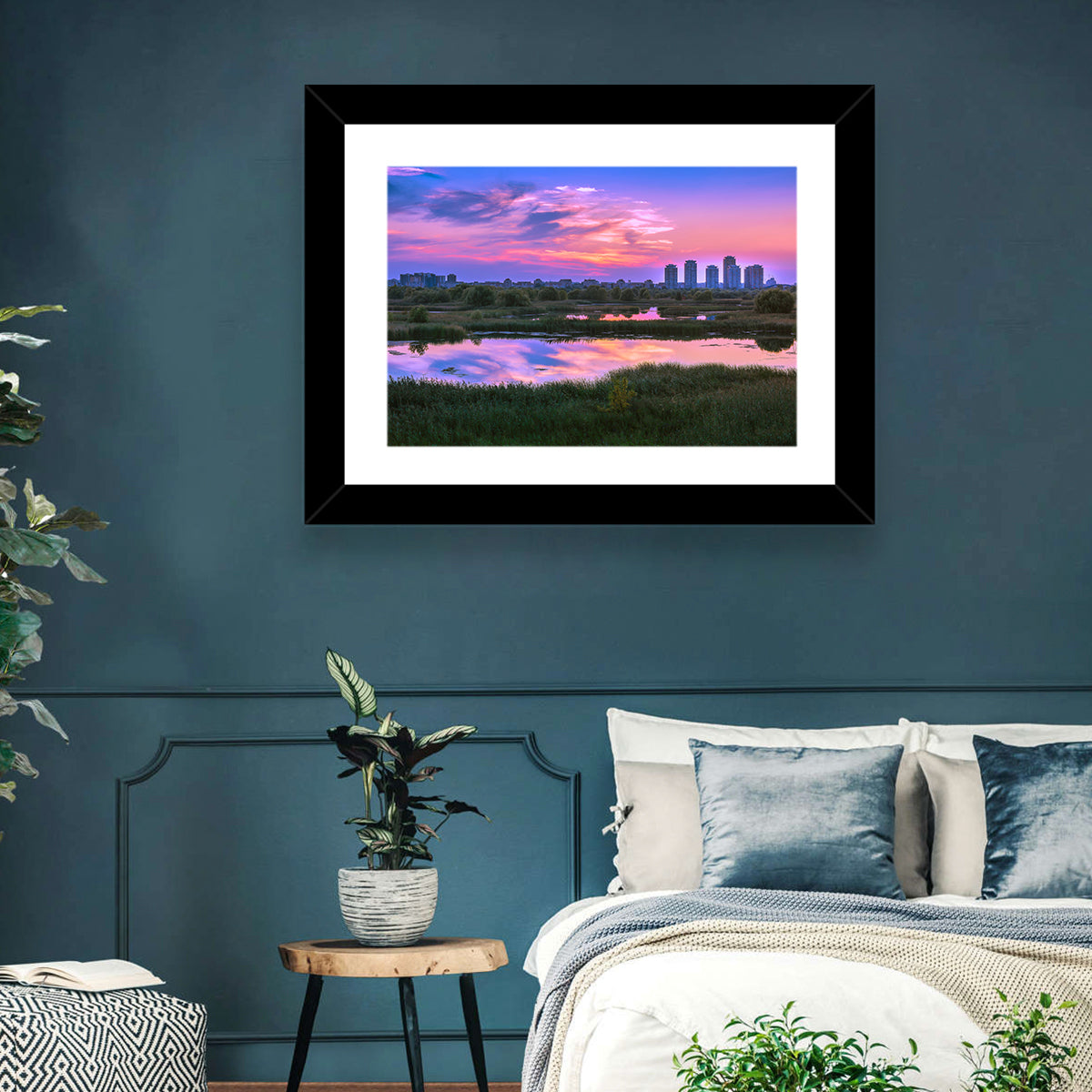 Vacaresti Park Sunset Reflection Wall Art