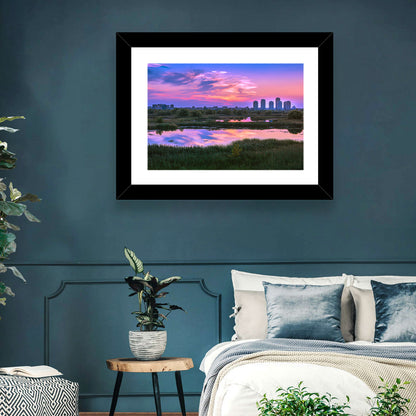 Vacaresti Park Sunset Reflection Wall Art
