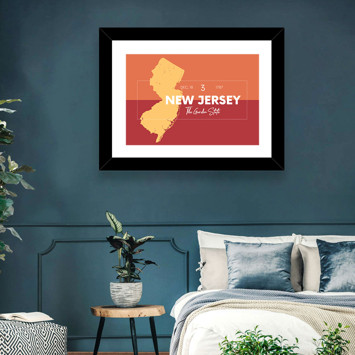 New Jersey State Map Wall Art in a room, landscape