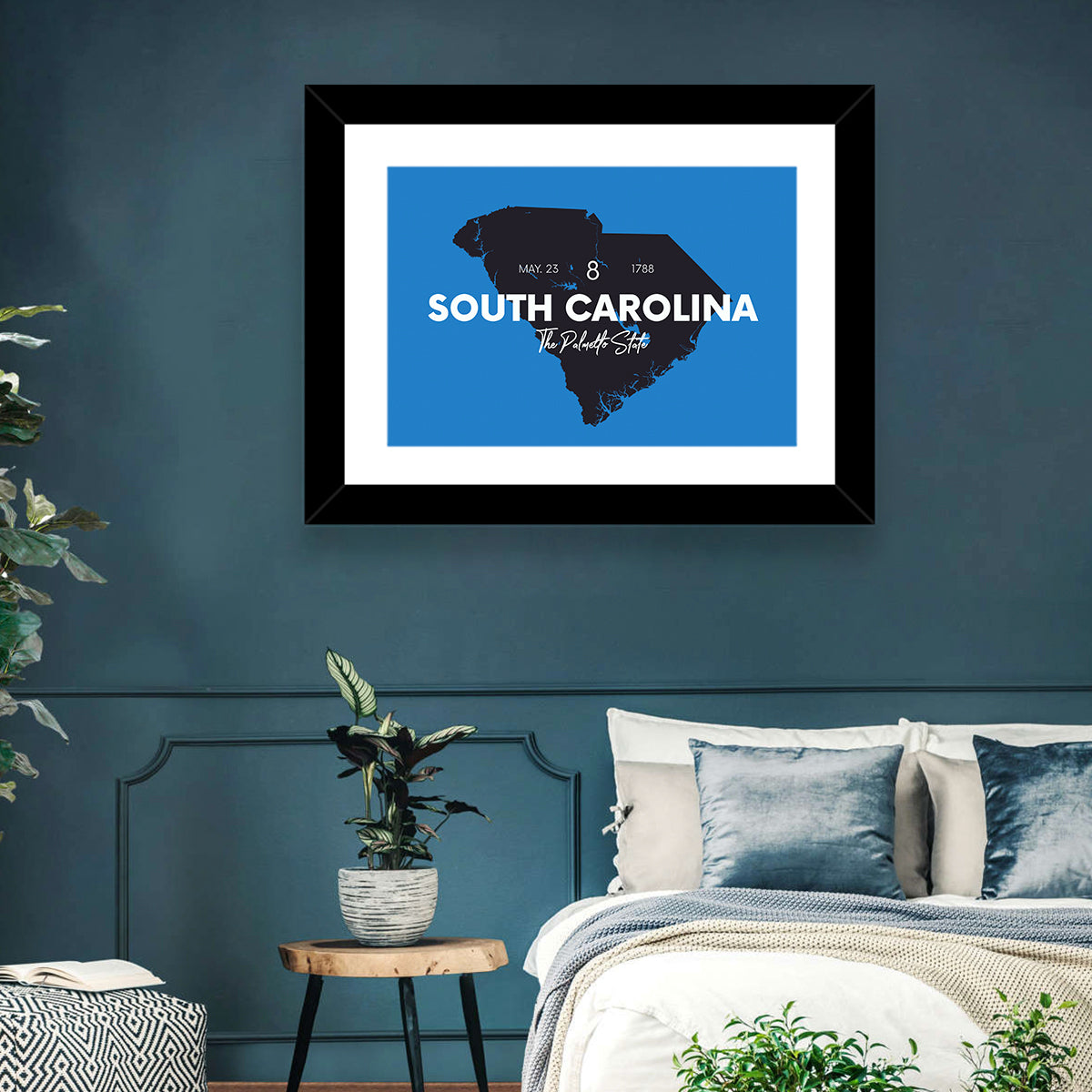 South Carolina State Map Wall Art in a room, landscape