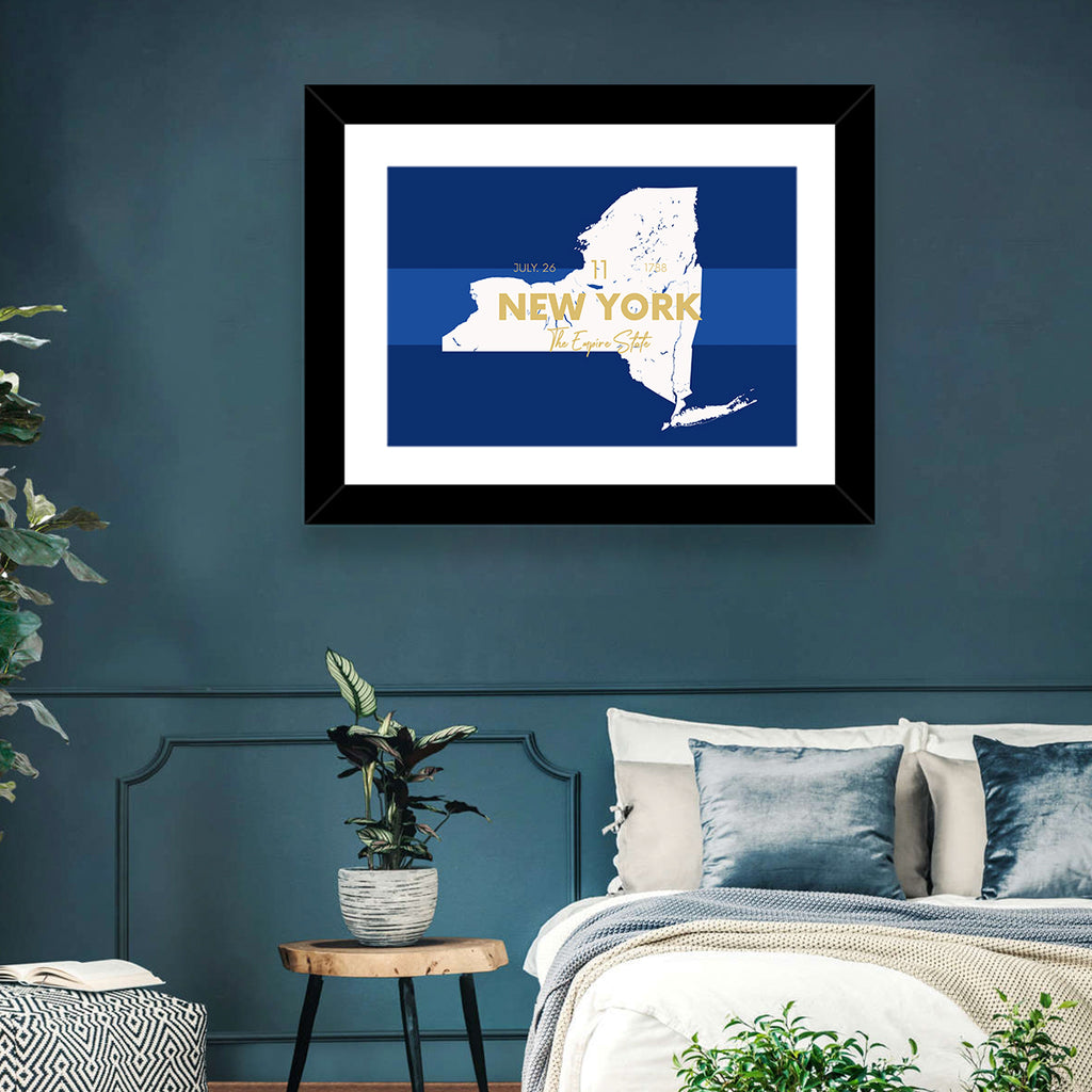 New York State Typographic Map Wall Art