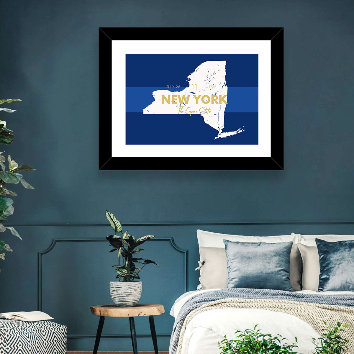 New York State Typographic Map Wall Art