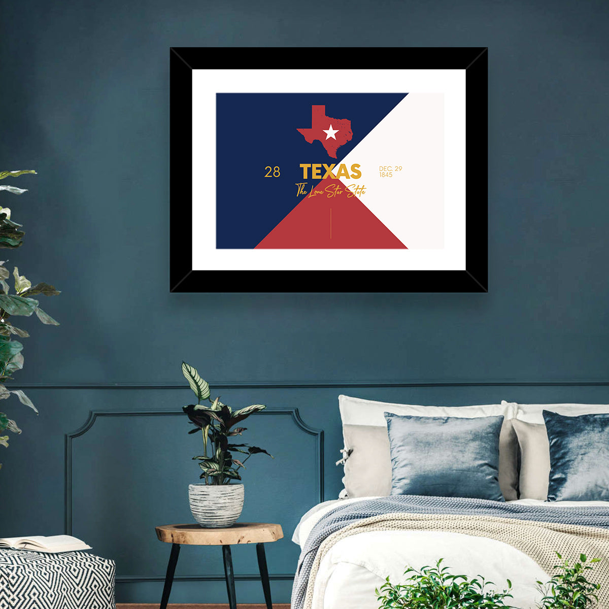 Lone Star State Map Wall Art in a room, landscape