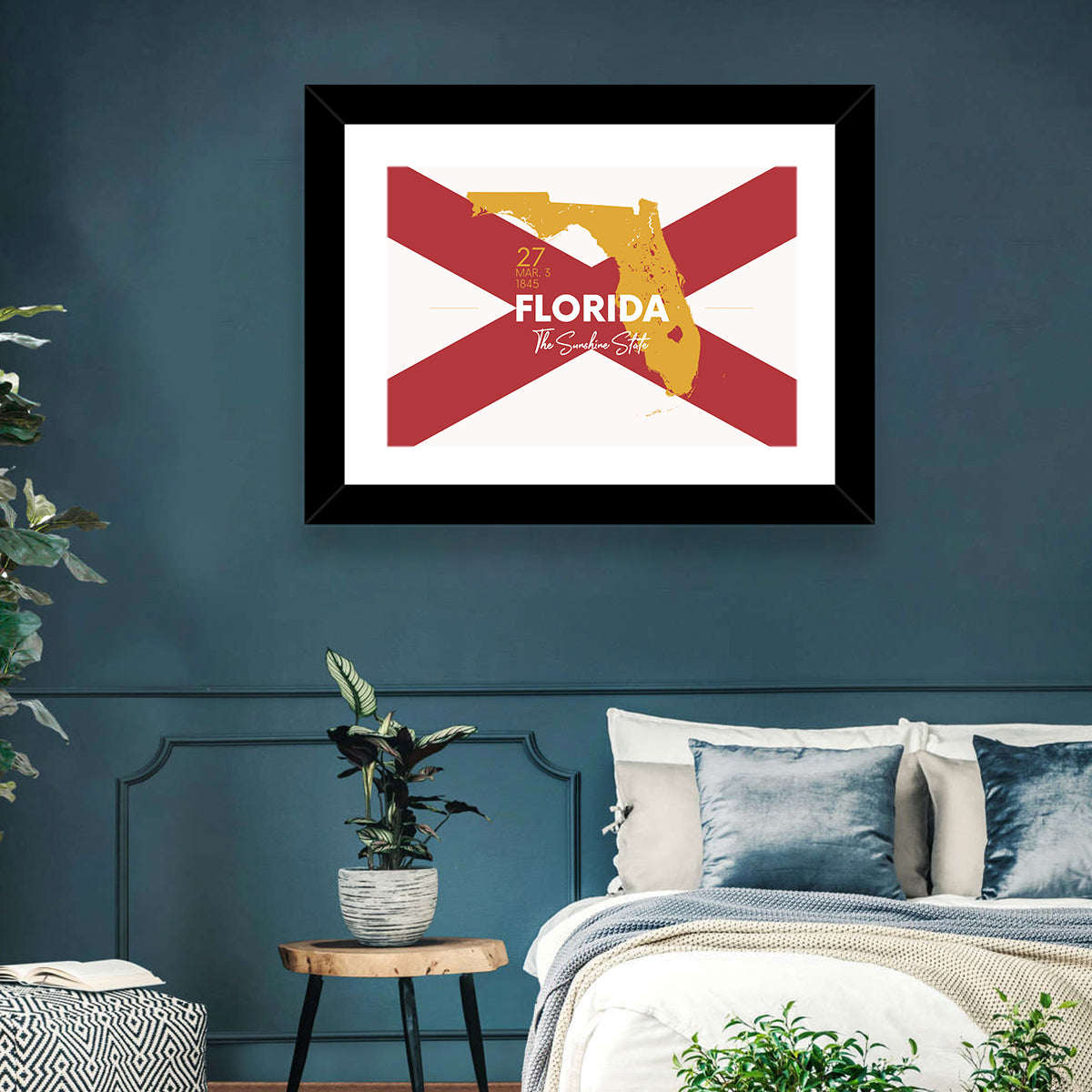 Florida Gold Map Graphic Wall Art