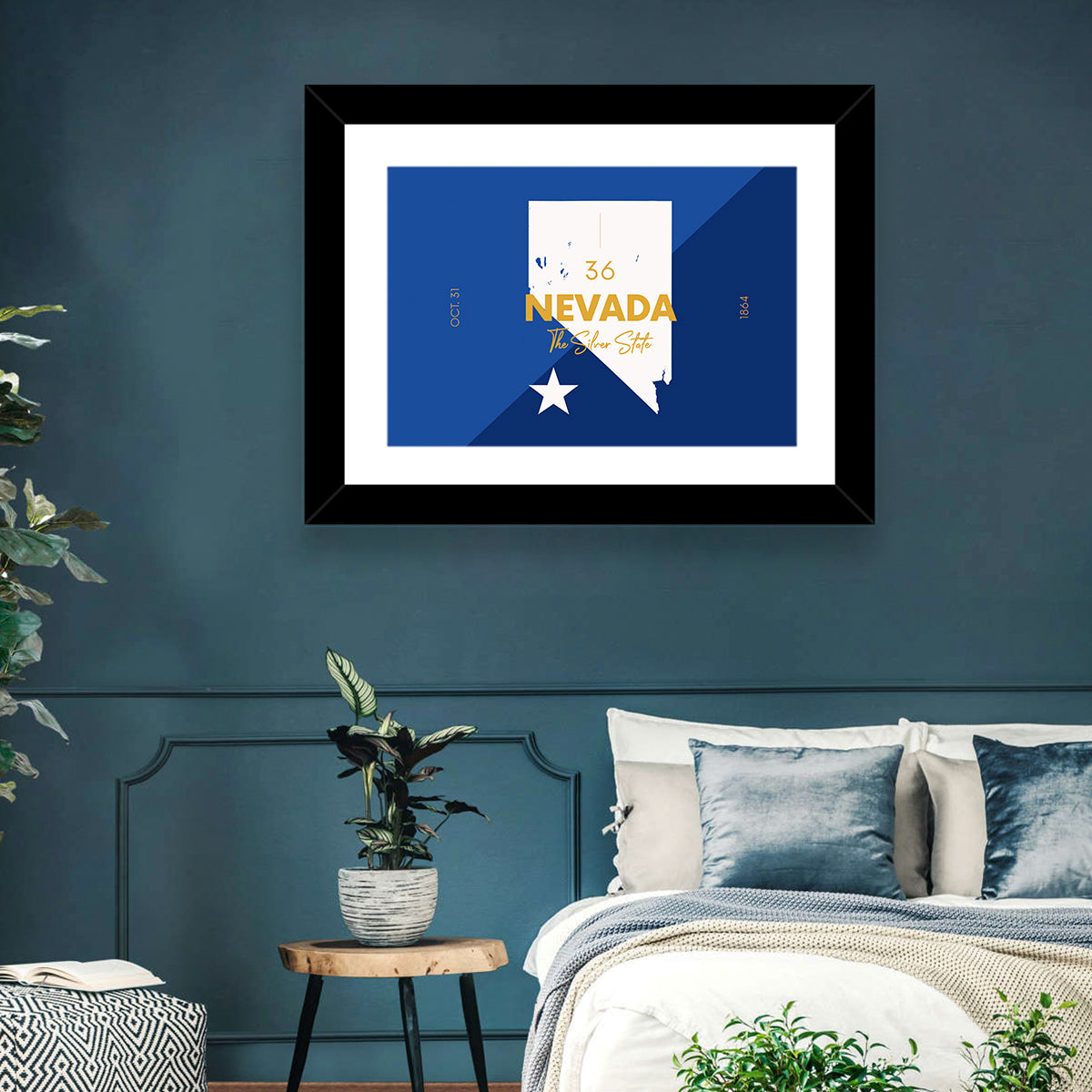 Nevada Map the Silver State Wall Art in a room, landscape