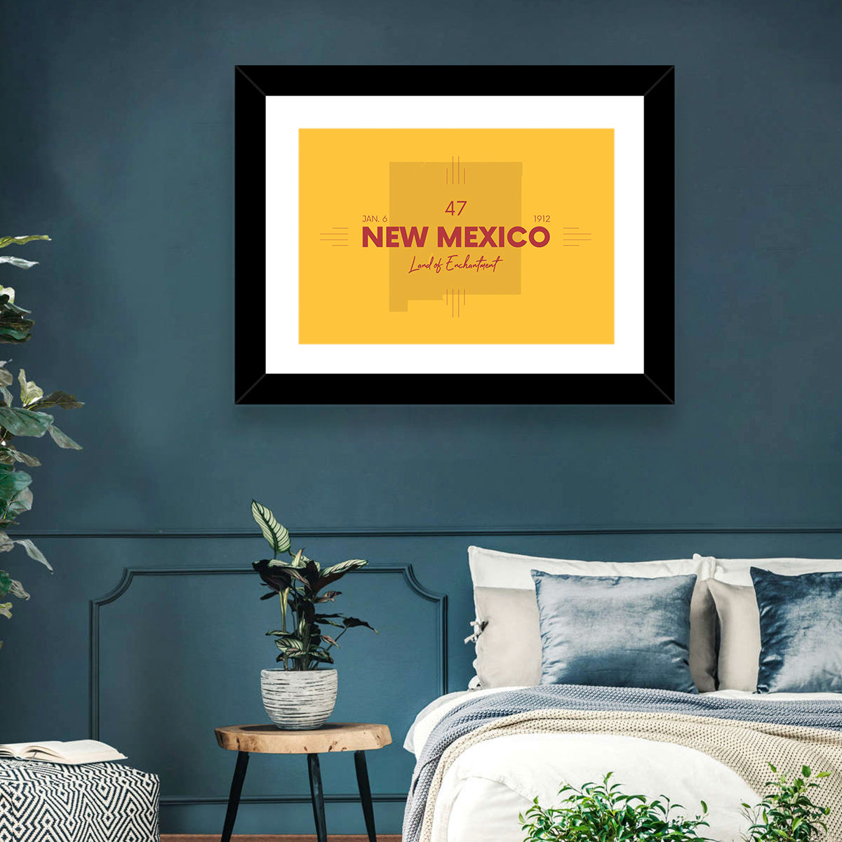 New Mexico Typographic Map 1912 Wall Art in a room, landscape