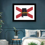 Alabama Map Over State Flag Wall Art