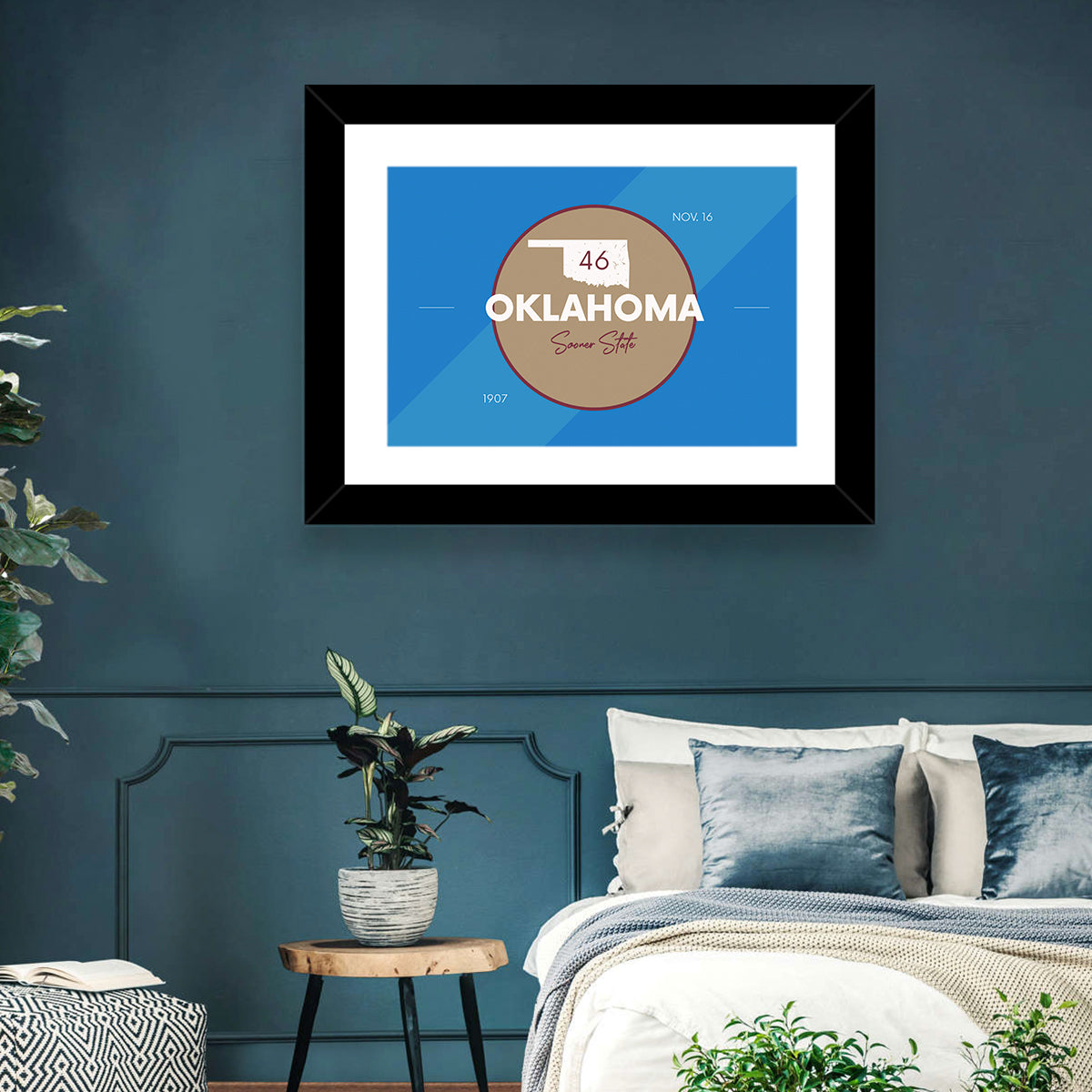Oklahoma State Medallion Map Wall Art