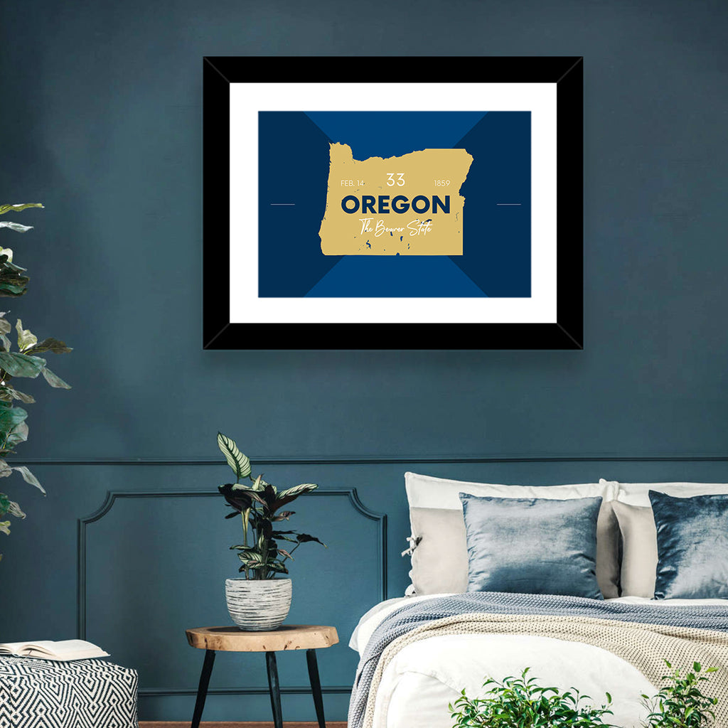 Oregon Typographic Map Wall Art