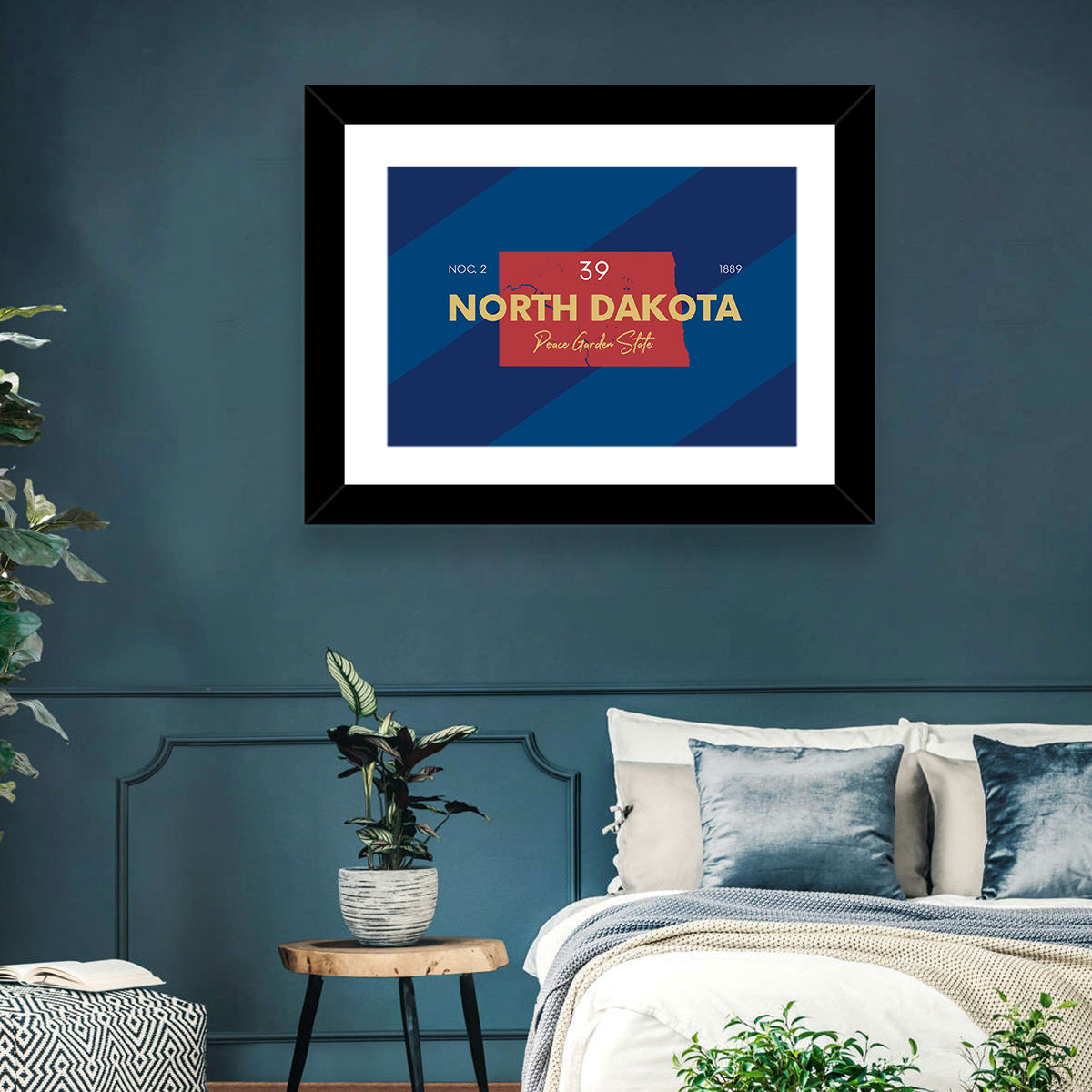 North Dakota Map Graphic Number 39 Wall Art