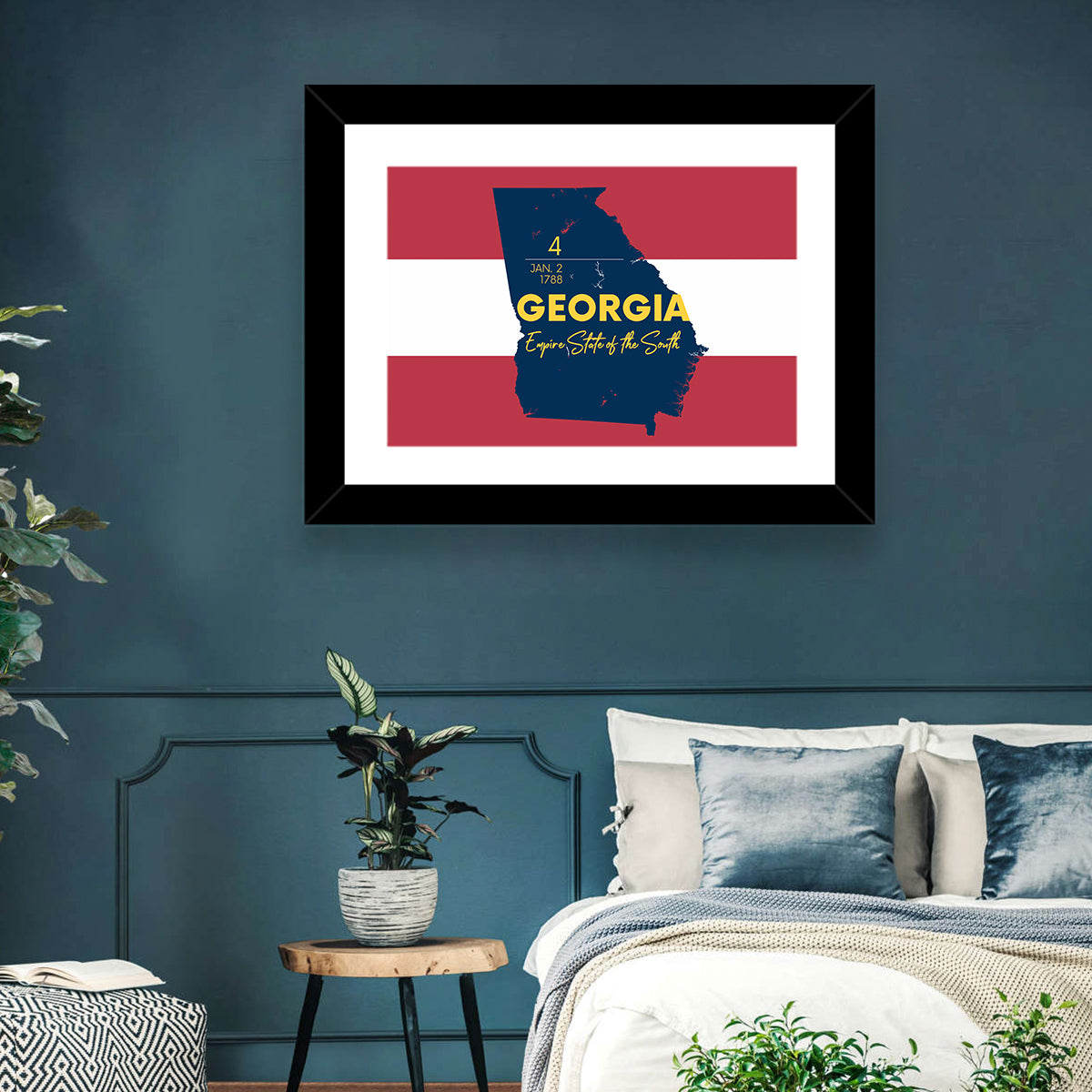 Georgia Silhouette Map Wall Art in a room, landscape