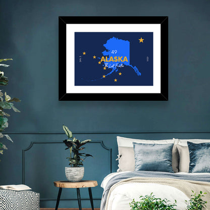 Alaska Map with Gold Stars Wall Art