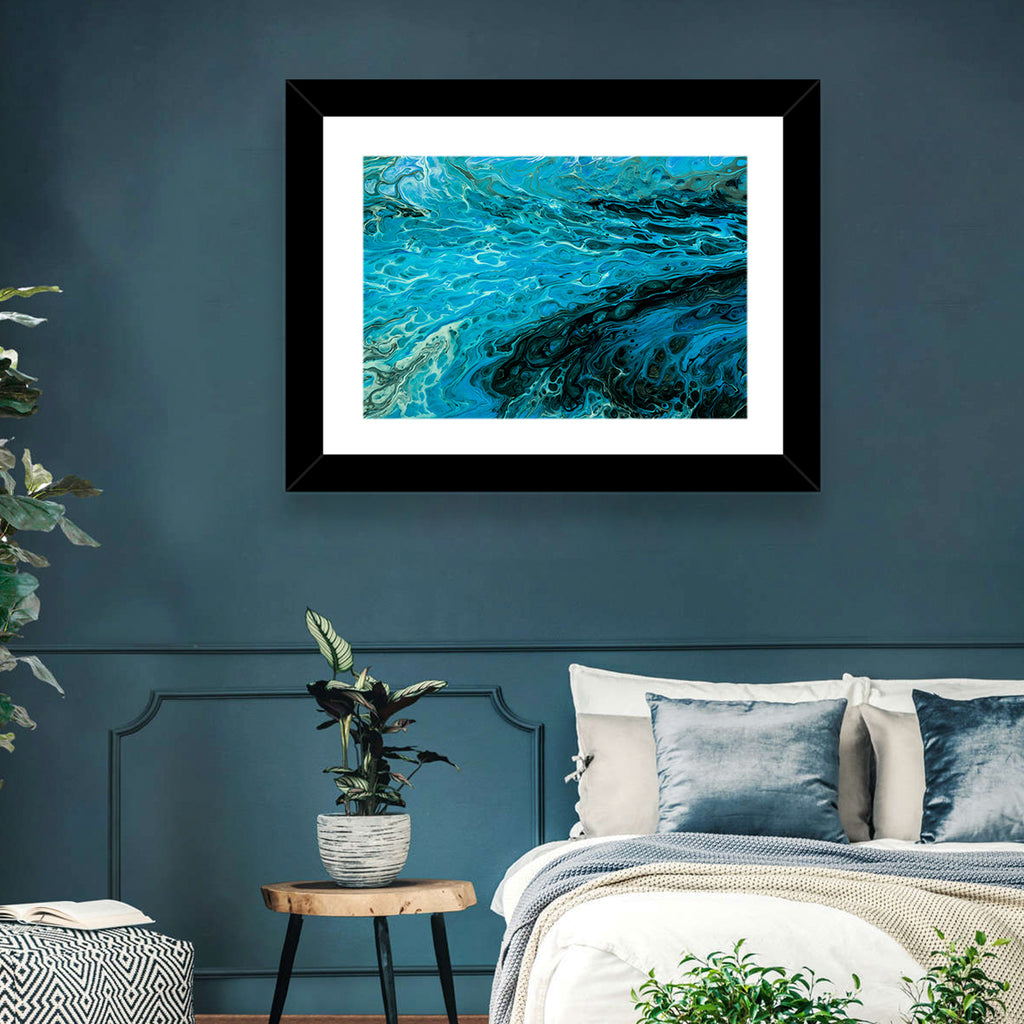 Liquid Marble Blue Abstract Wall Art