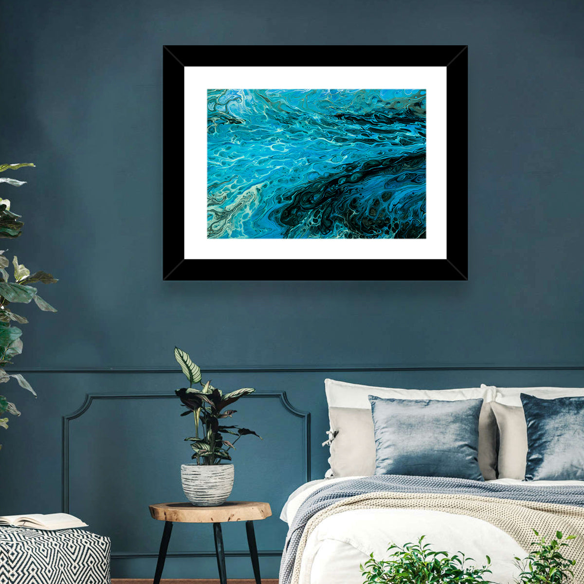 Liquid Marble Blue Abstract Wall Art