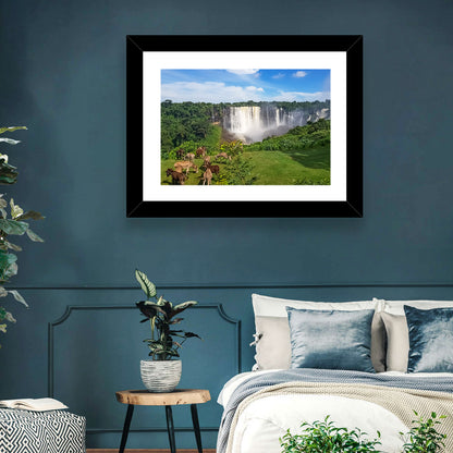 Kalandula Falls and Grazing Donkeys Wall Art