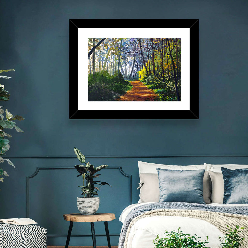 Sunlit Forest Alley Path Wall Art
