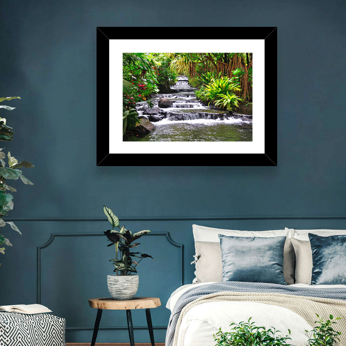 Tabacon Tiered Hot Springs Waterfall Wall Art in a room, landscape