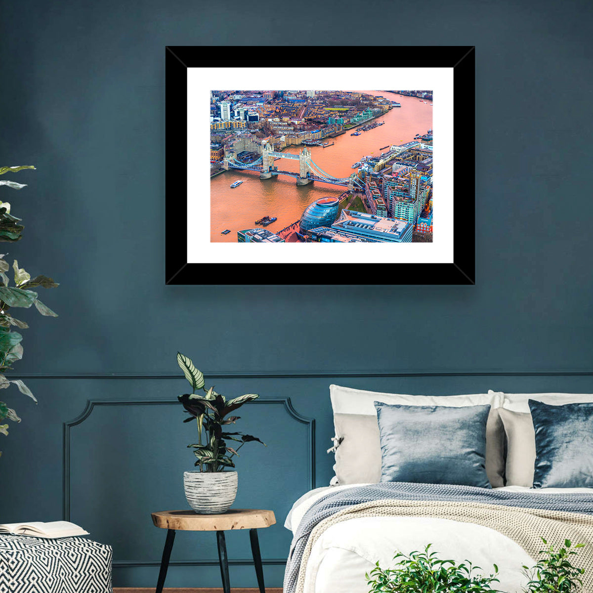 Tower Bridge Over the Thames Wall Art in a room, landscape