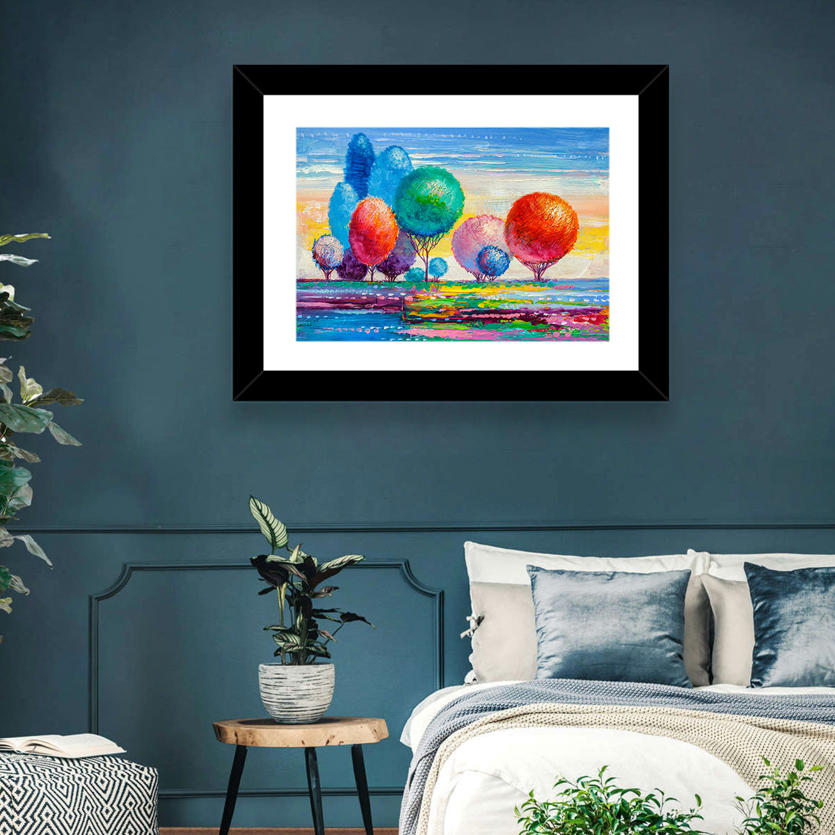 Autumn Trees at Sunset Wall Art in a room, landscape
