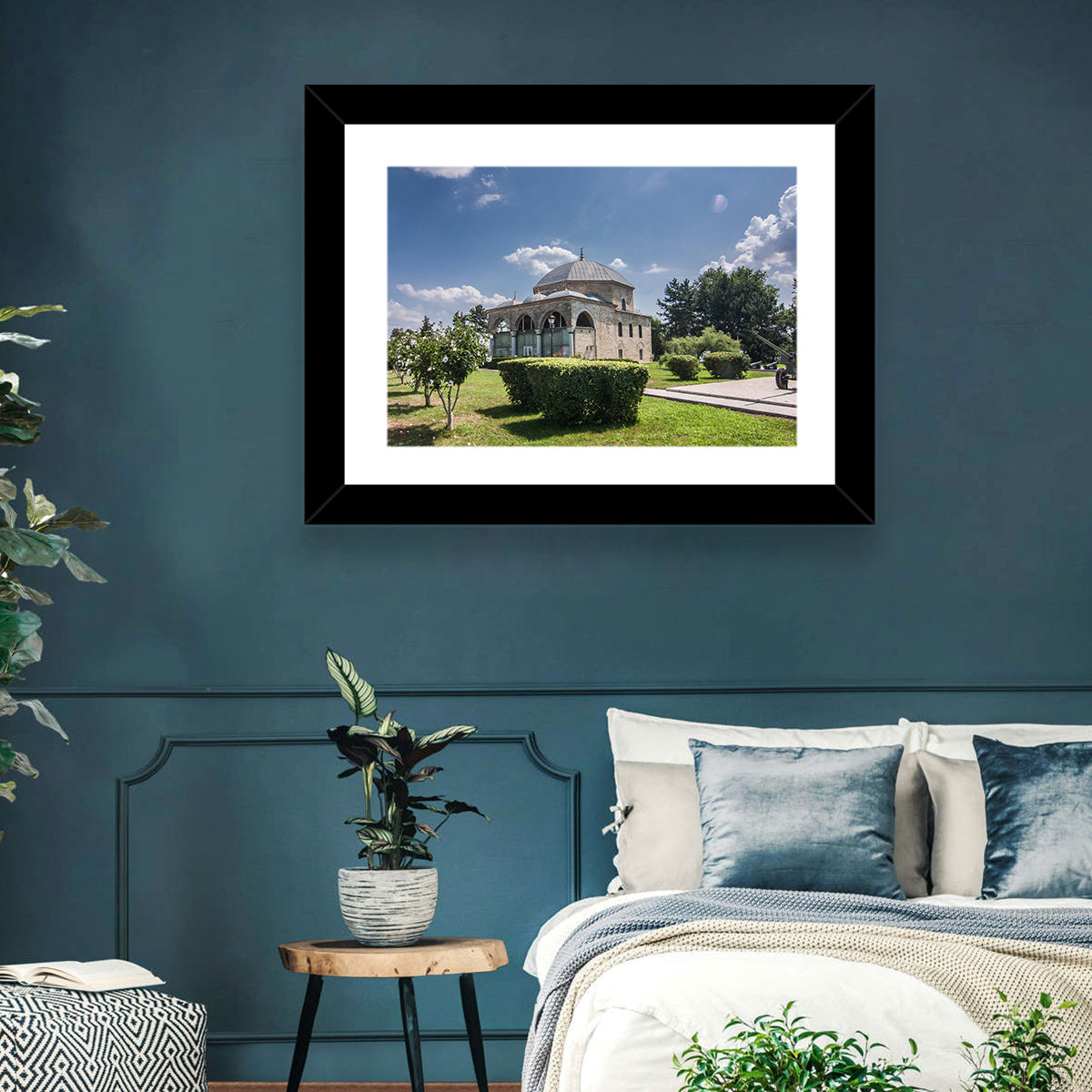 Sunlit Old Mosque in Izmail Wall Art in a room, landscape
