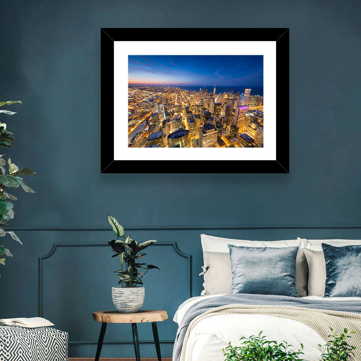 Aerial Chicago Nightscape Wall Art