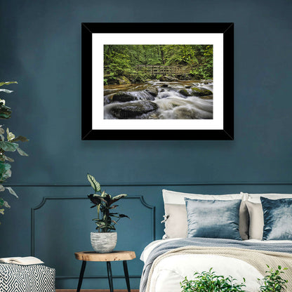 Stock Ghyll Footbridge Forest Stream Wall Art