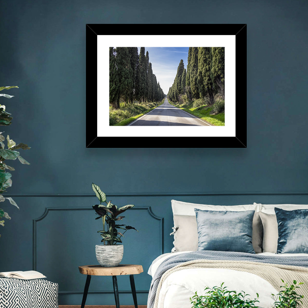 Avenue of Cypress Trees Wall Art in a room, landscape