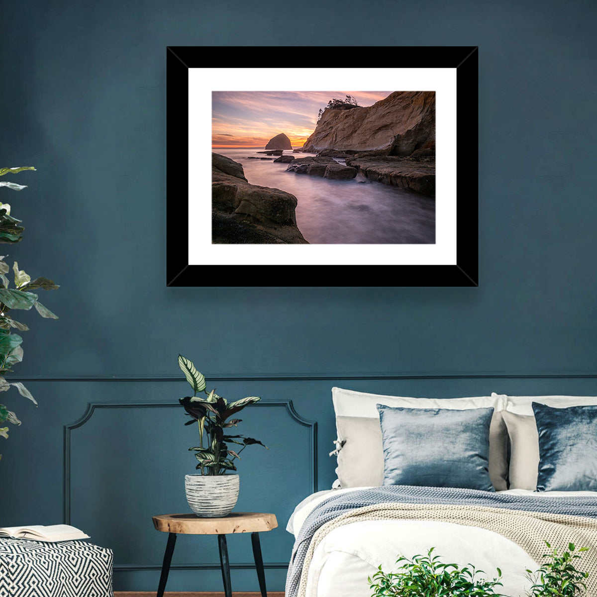 Haystack Rock at Cape Kiwanda Wall Art in a room, landscape