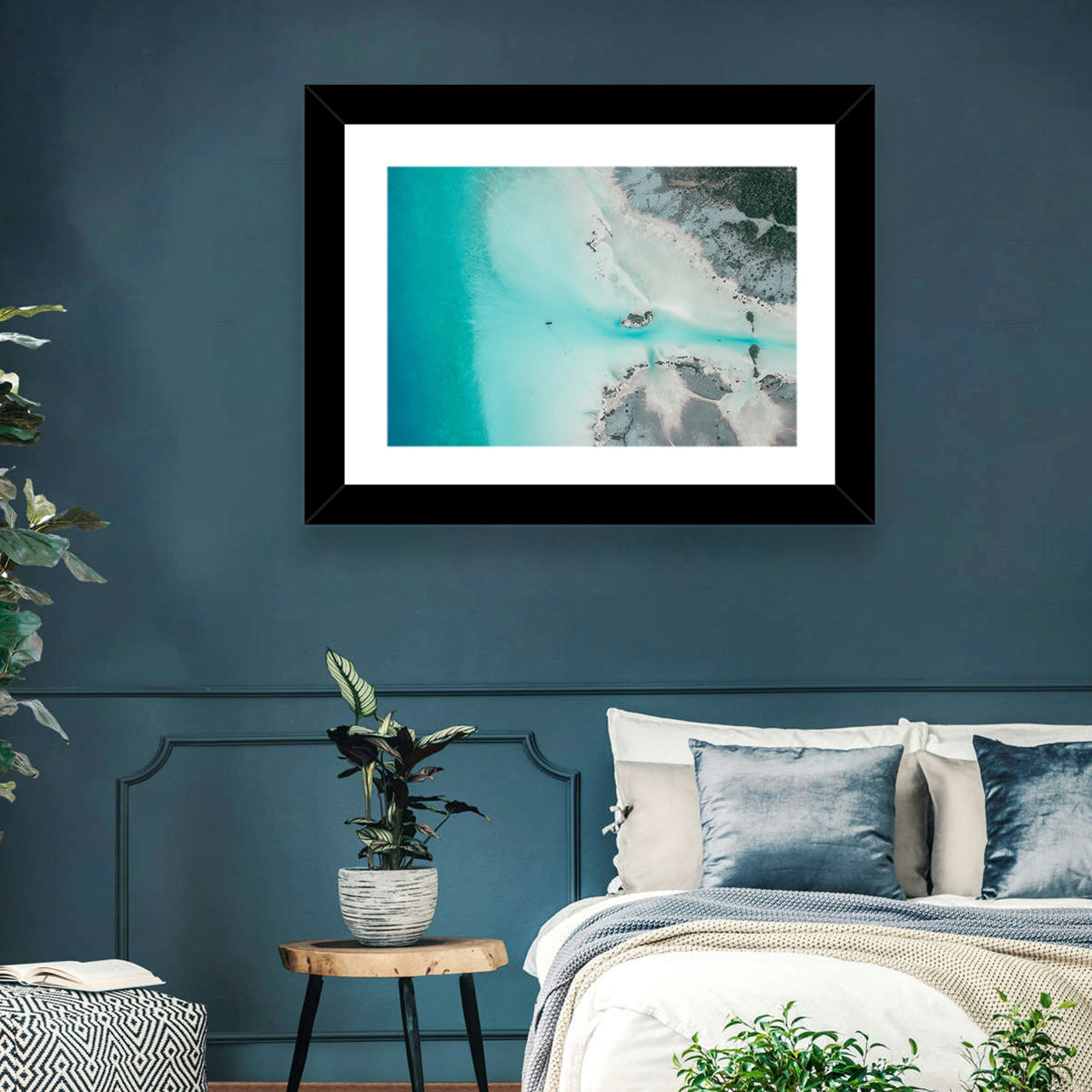 Bacalar Lagoon Aerial Wall Art in a room, landscape