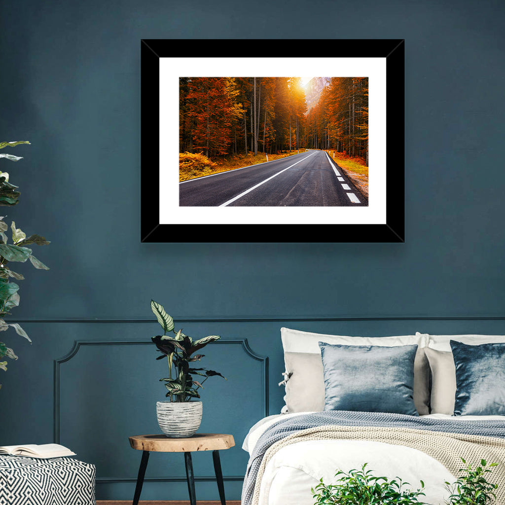 Golden Hour Forest Road Wall Art