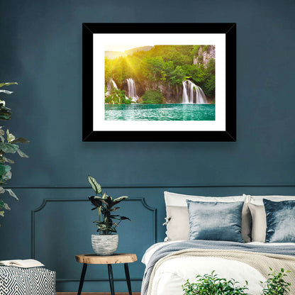 Plitvice Cascades at Sunrise Wall Art