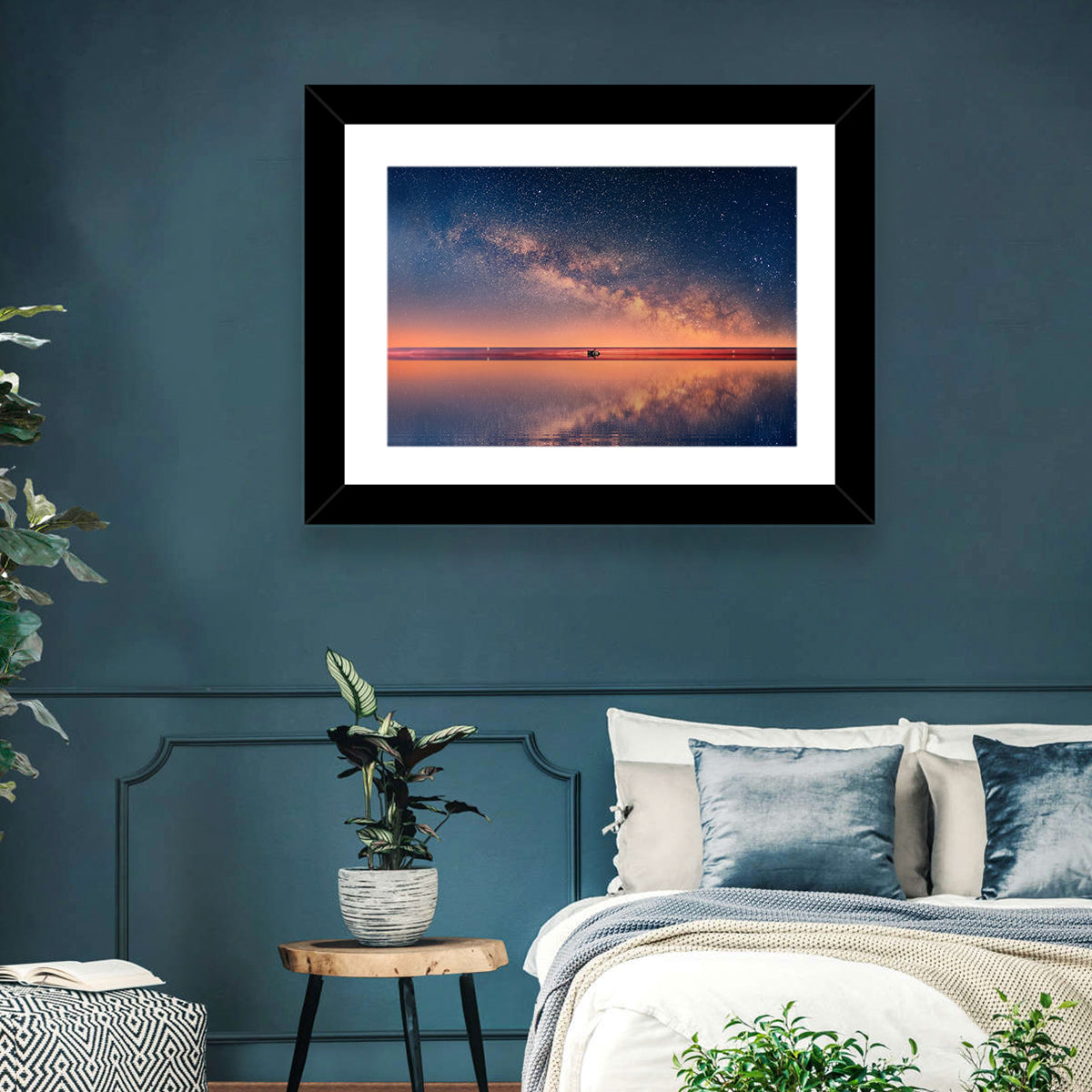 Ocean Starry Night Wall Art in a room, landscape