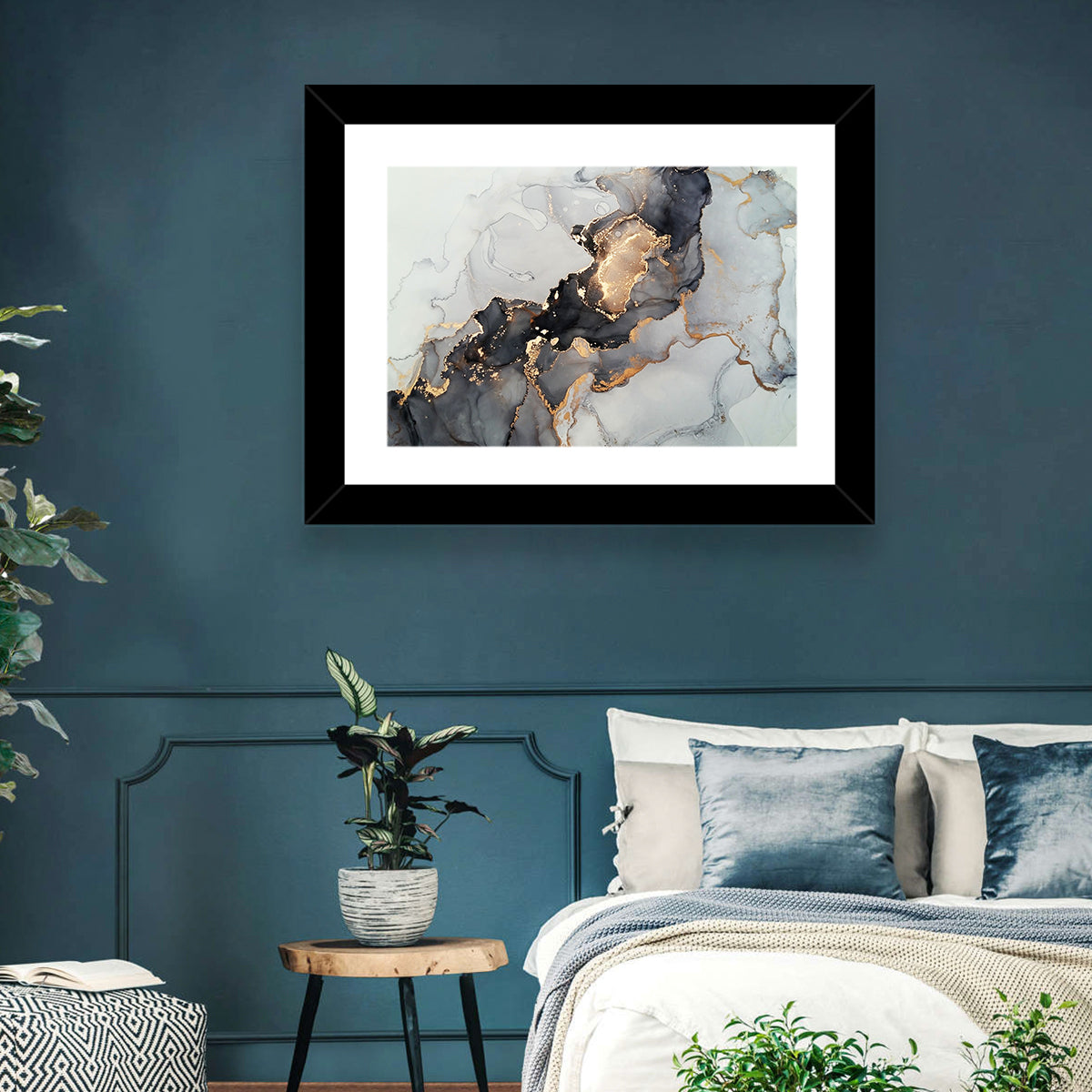 Black Fire Marble Abstract Wall Art