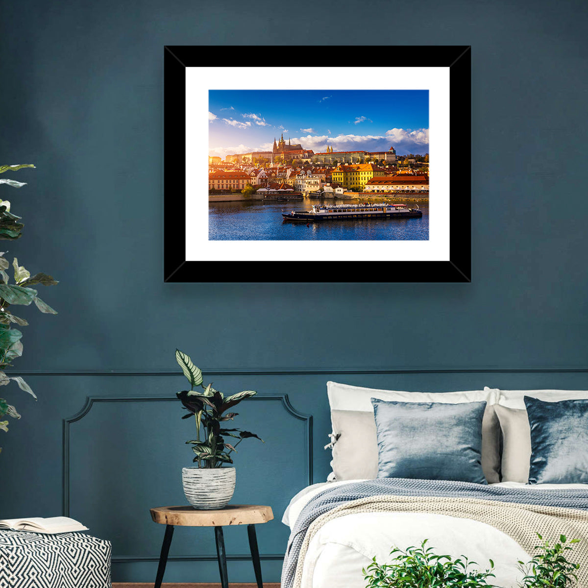 Prague Castle Golden Hour River View Wall Art