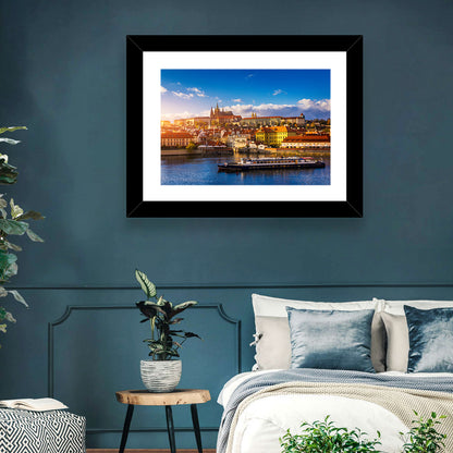 Prague Castle Golden Hour River View Wall Art