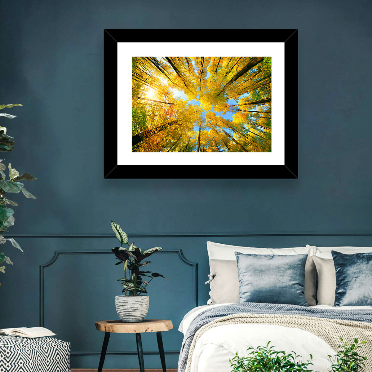 Golden Autumn Canopy Wall Art in a room, landscape