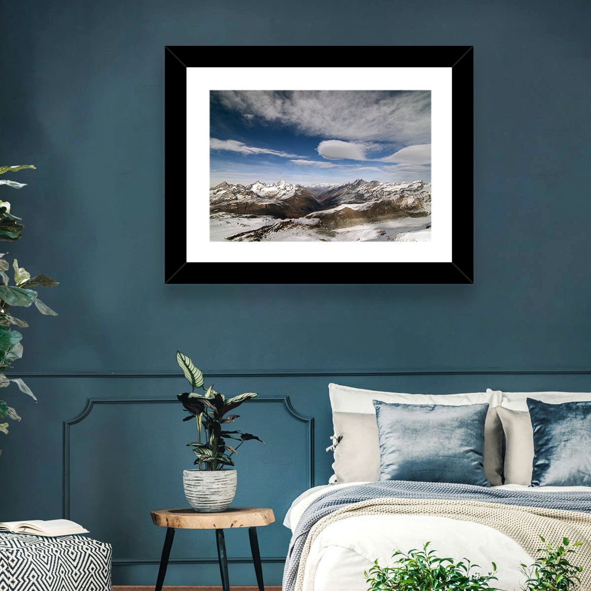 Snow-capped Peaks of Zermatt Wall Art in a room, landscape