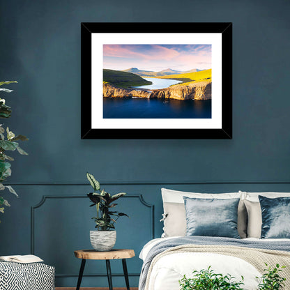 Sørvágsvatn Cliffs at Golden Hour Wall Art