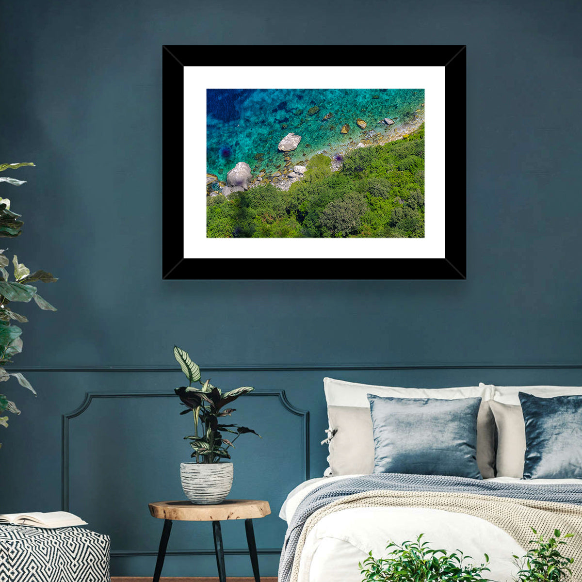 Capri Island Coast Wall Art in a room, landscape