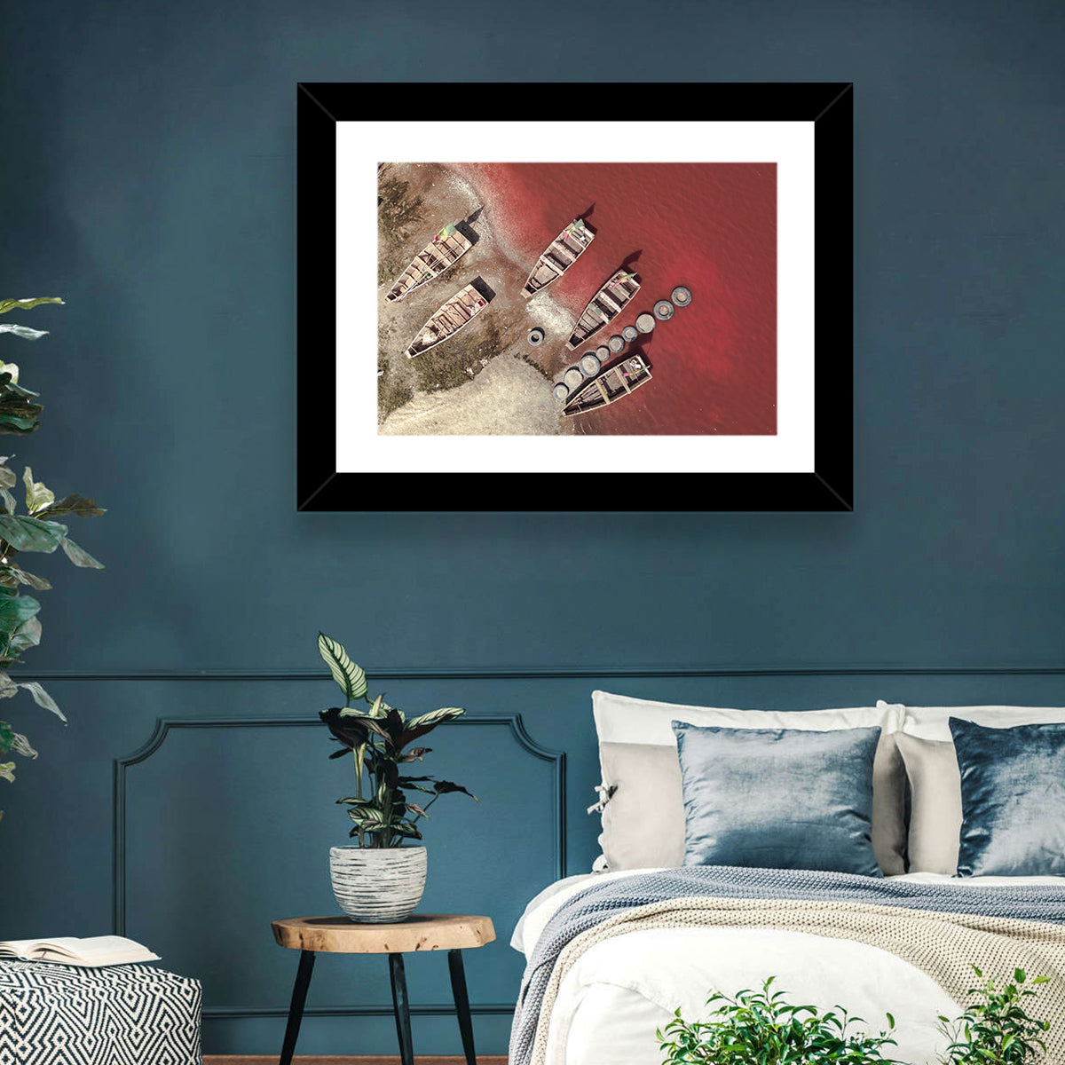 Wooden Boats on Lake Retba Wall Art